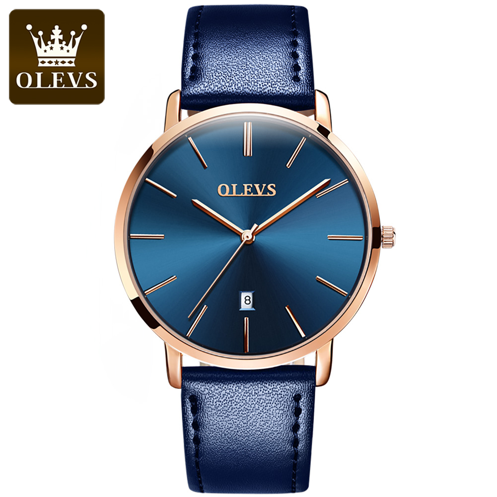 Original OLEVS Quartz Watch fo - Leather Watch Band Men 评论和价格